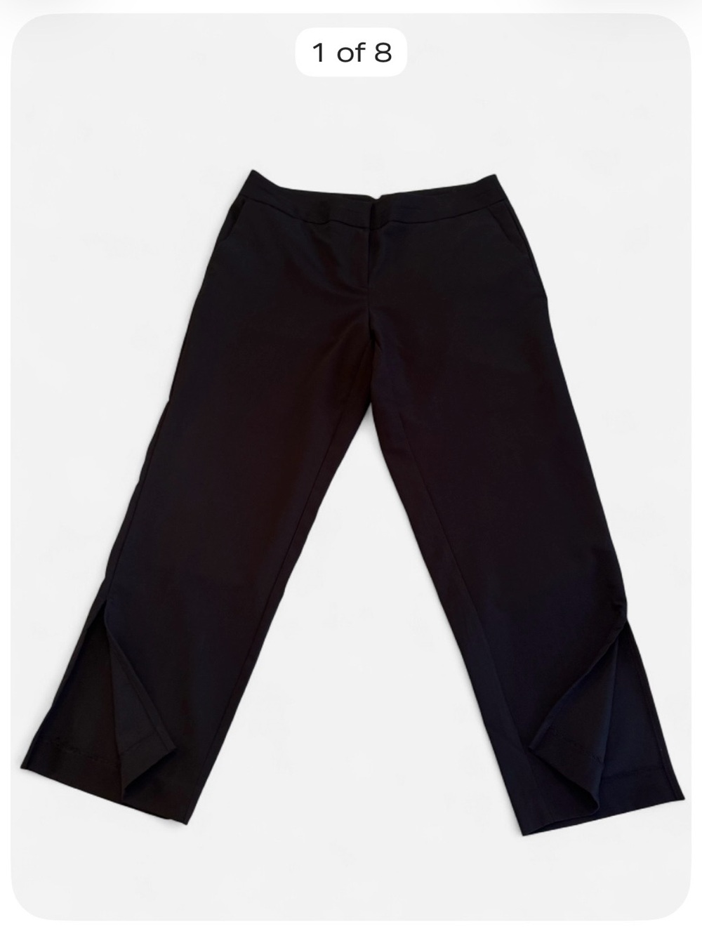 Worthington Women’s Black Ankle Trousers Size 12 Side Slit Dress Pants